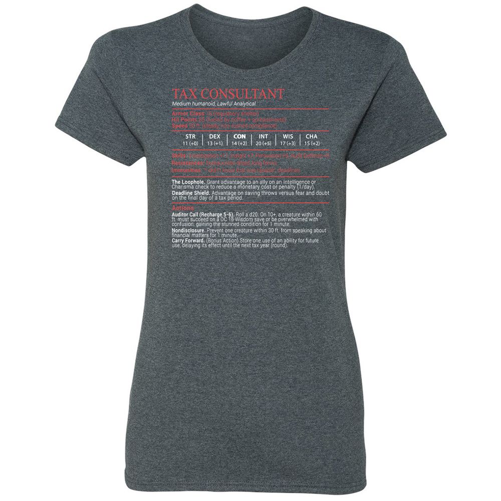 Tax Consultant Stats Block Women's T-Shirt - Dark Heather - 6