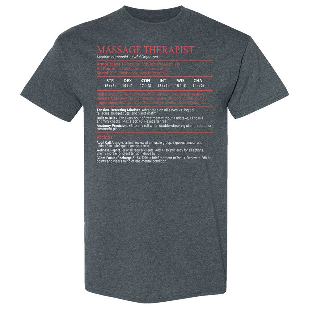 Massage Therapist Stats Block - Dark Heather - 6