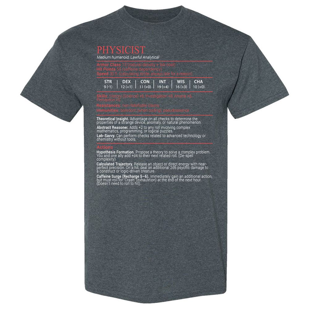 Physicist Stats Block - Dark Heather - 6