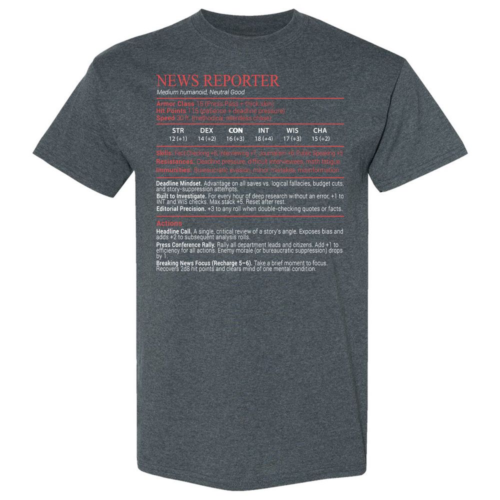 News Reporter Stats Block - Dark Heather - 6