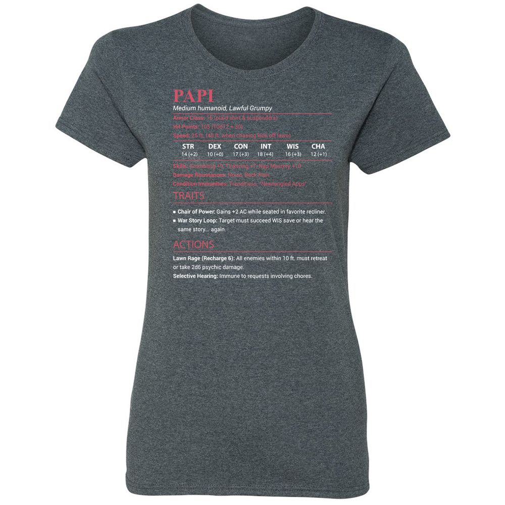 Papi Stats Women's T-Shirt - Dark Heather - 6