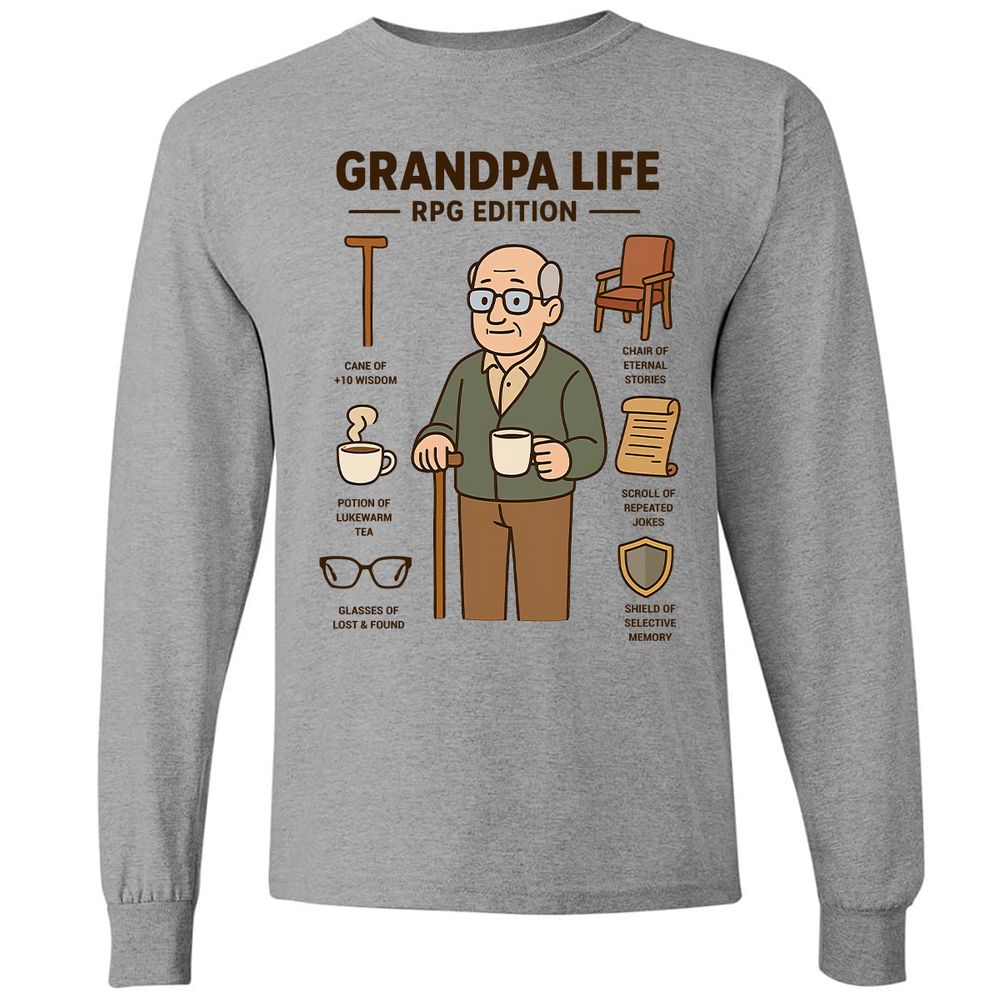 Grandpa Life RPG Edition Long Sleeve T-Shirt - Graphite Heather - 6