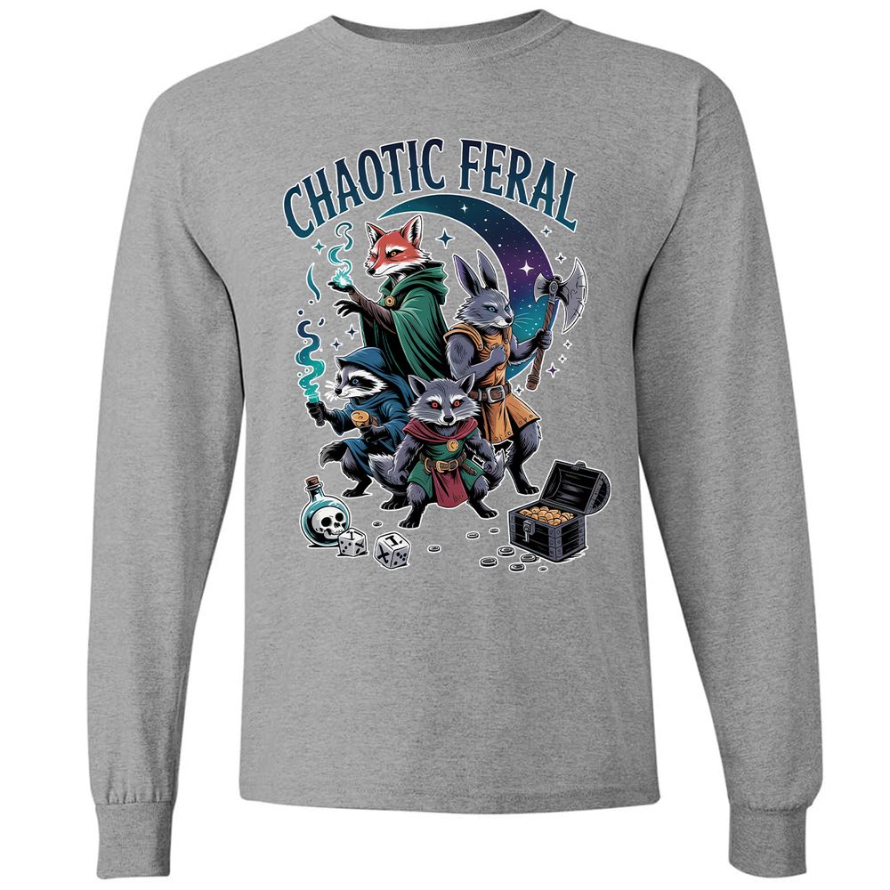 Chaotic Feral Long Sleeve T-Shirt - Graphite Heather - 6