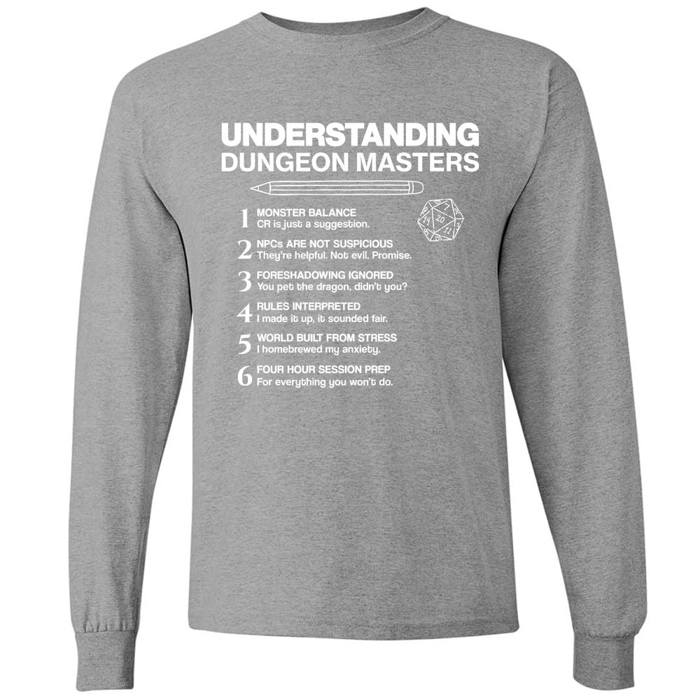 Understanding Dungeon Masters Long Sleeve T-Shirt - Graphite Heather - 6