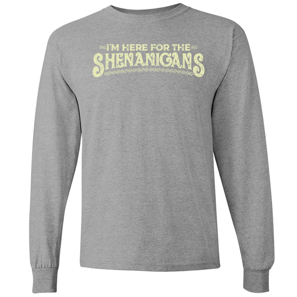 Here For The Shenanigans Long Sleeve T-Shirt - Graphite Heather - 6
