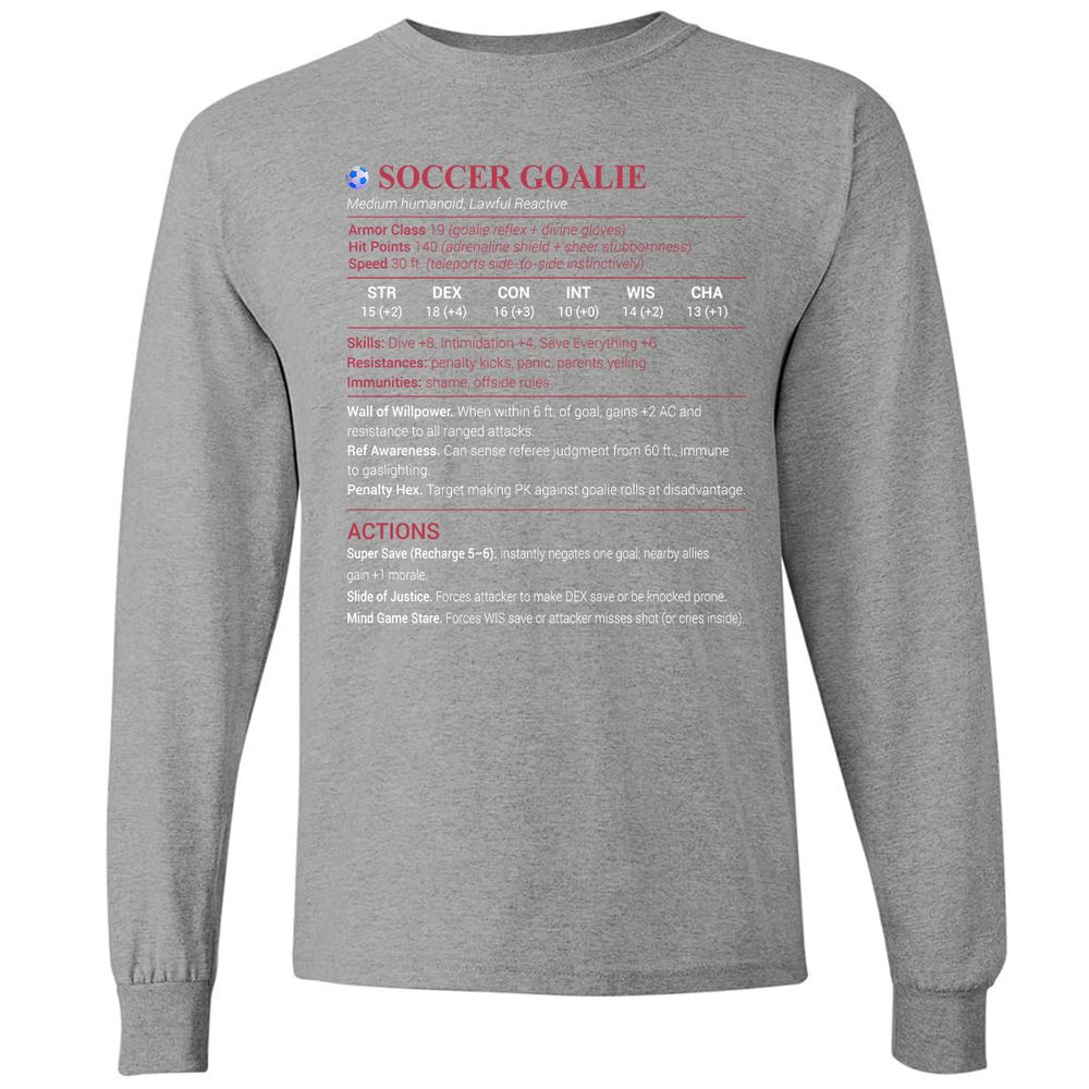Soccer Goalie Long Sleeve T-Shirt - Graphite Heather - 6