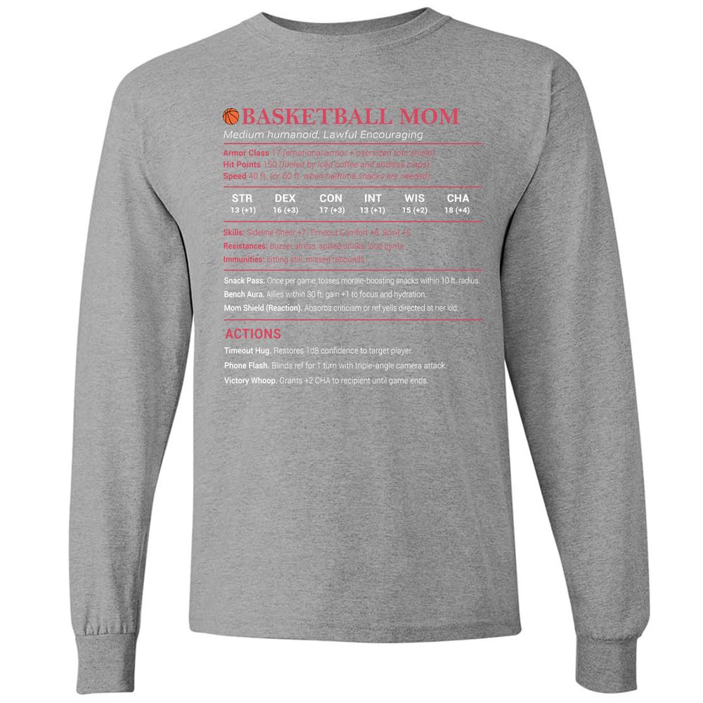 Basketball Mom Long Sleeve T-Shirt - Graphite Heather - 6