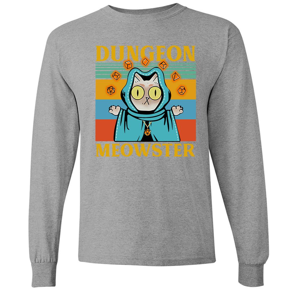 Dungeon Meowster Long Sleeve T-Shirt - Graphite Heather - 6