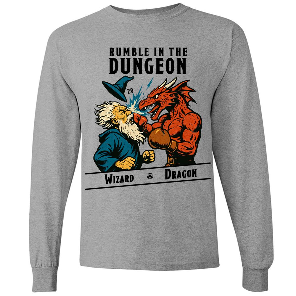 Rumble in the Dungeon Long Sleeve T-Shirt - Graphite Heather - 6