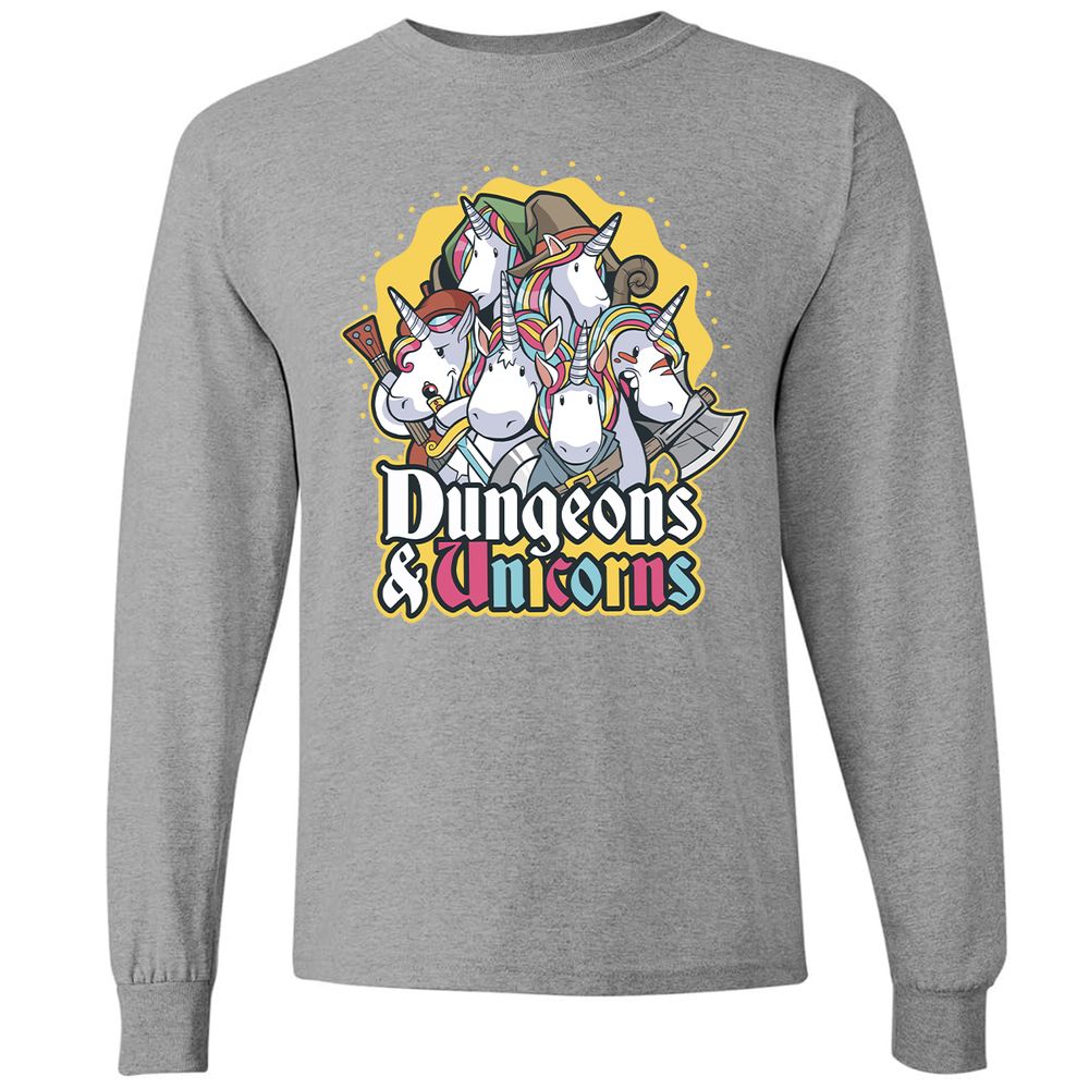 Dungeons And Unicorns Long Sleeve T-Shirt - Graphite Heather - 6