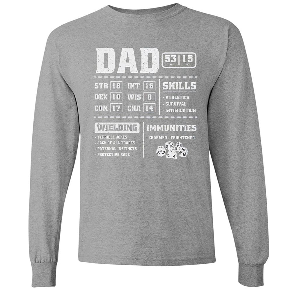 Dad Stat Block 2 Long Sleeve T-Shirt - Graphite Heather - 6