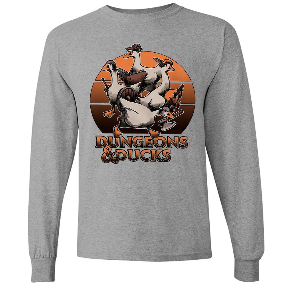 Dungeons And Ducks Long Sleeve T-Shirt - Graphite Heather - 6
