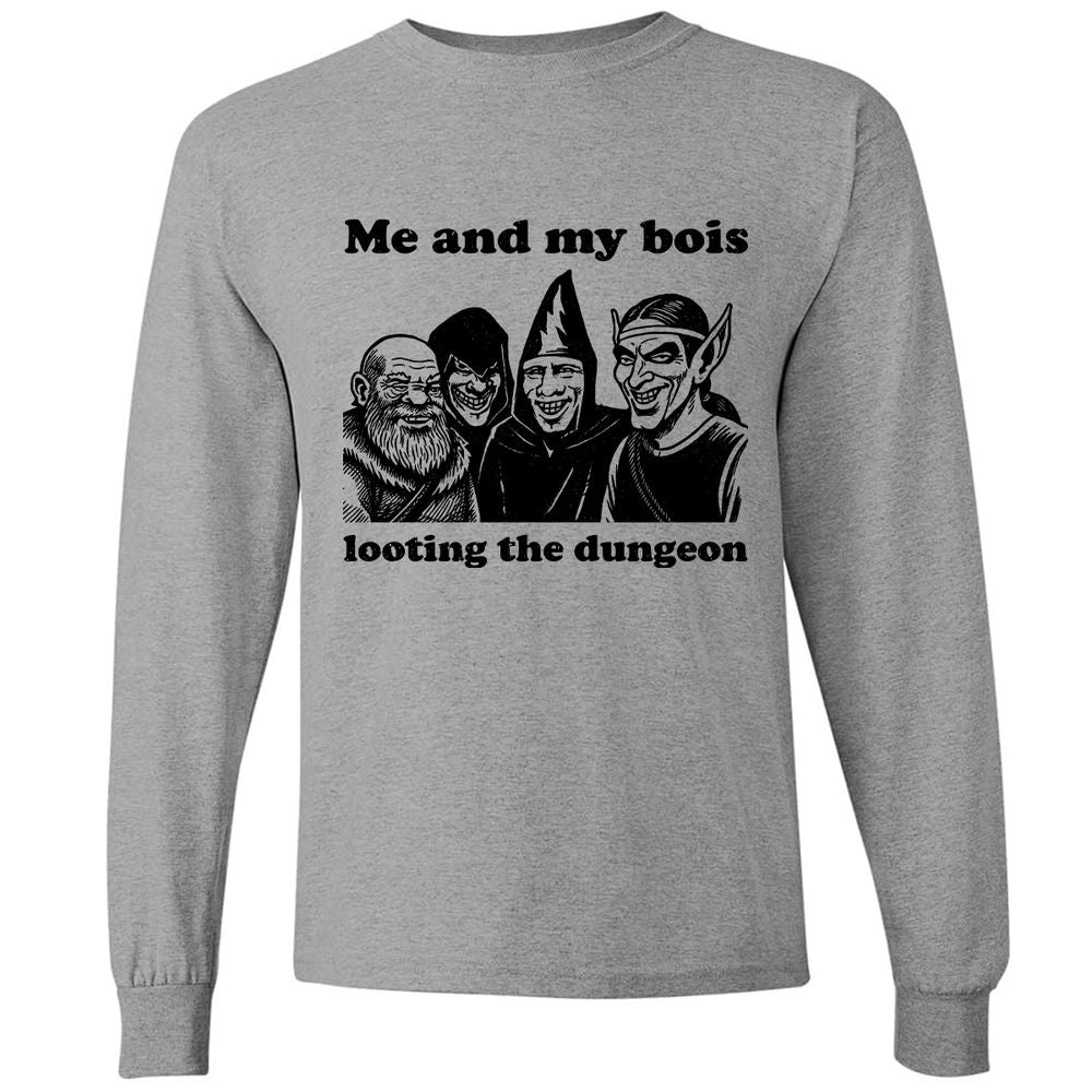 Me and my bois looting the dungeon Long Sleeve T-Shirt - Graphite Heather - 6