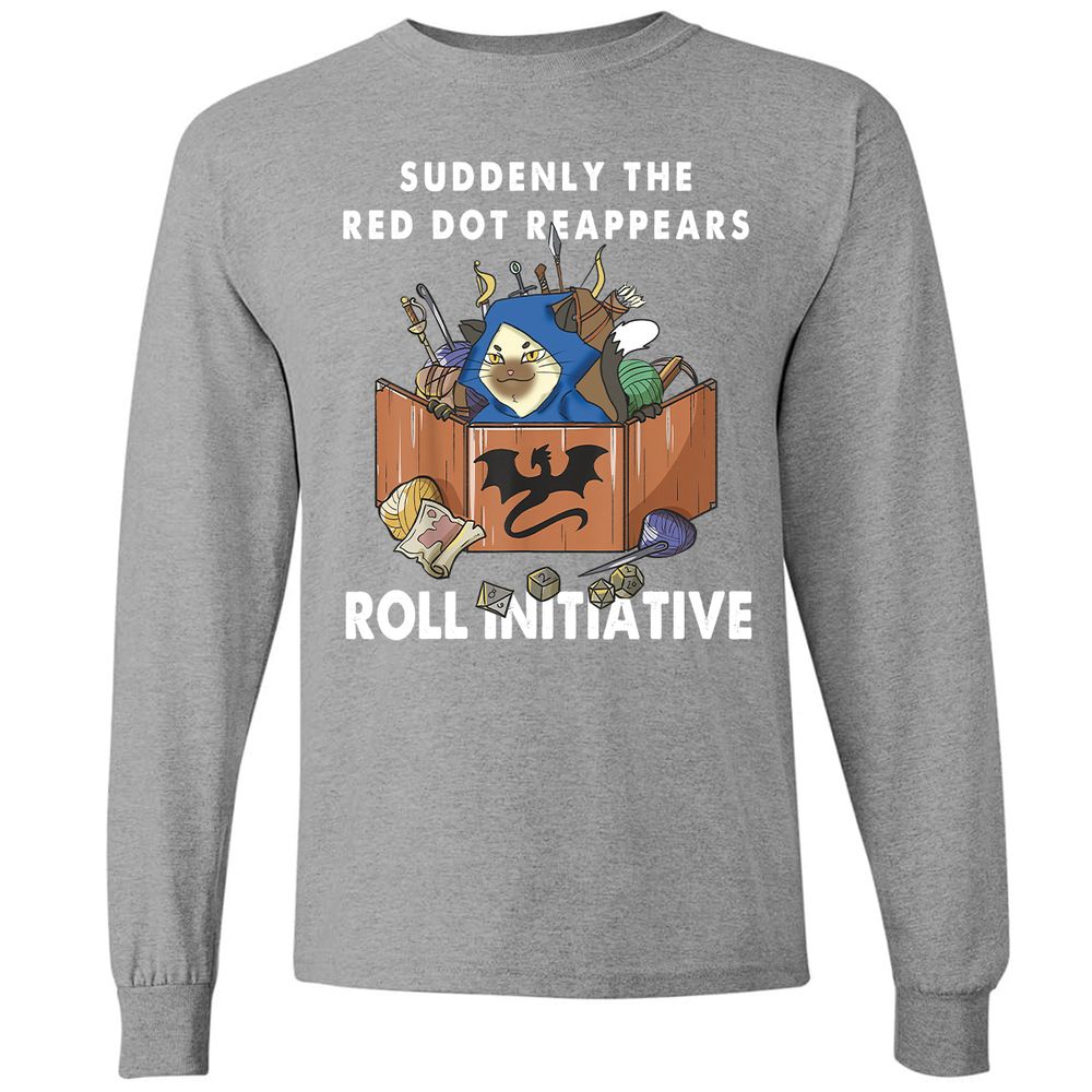 Suddenly The Red Dot Reappears Roll Initiative Long Sleeve T-Shirt - Graphite Heather - 6