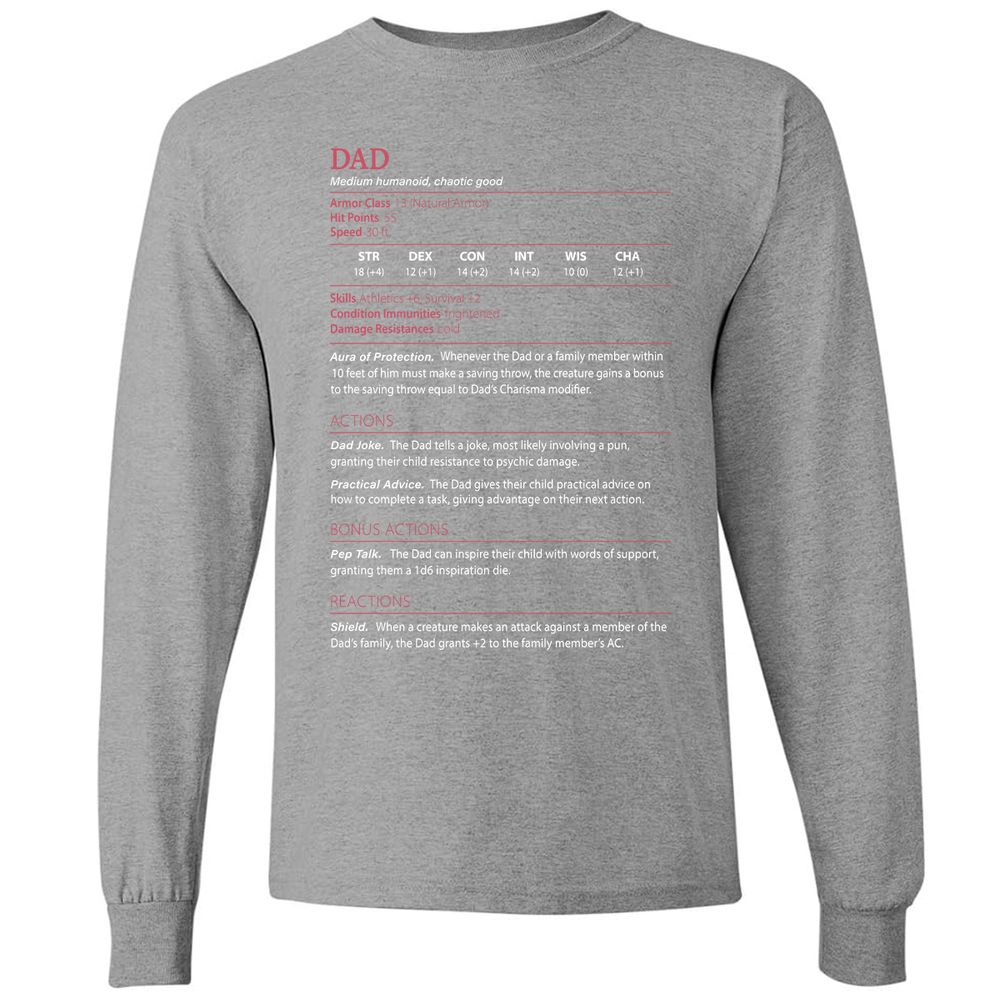 Dad Stats Long Sleeve T-Shirt - Graphite Heather - 6