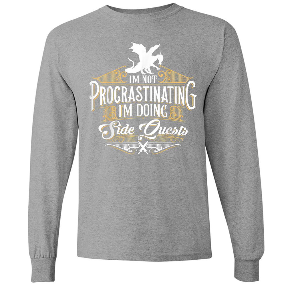 I'm Doing Side Quests Long Sleeve T-Shirt - Graphite Heather - 6