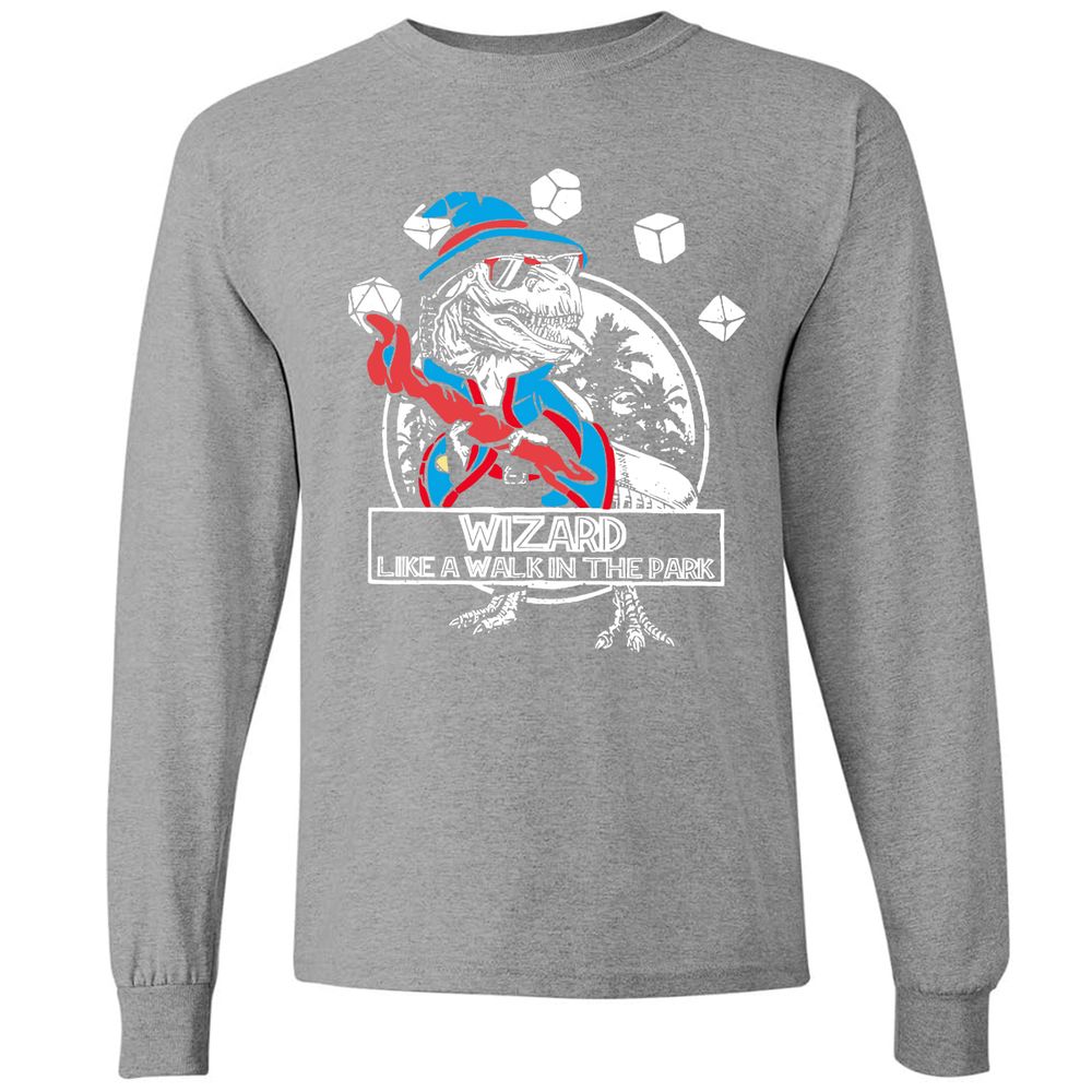 Wizard Like The Walk In The Park Long Sleeve T-Shirt - Graphite Heather - 6
