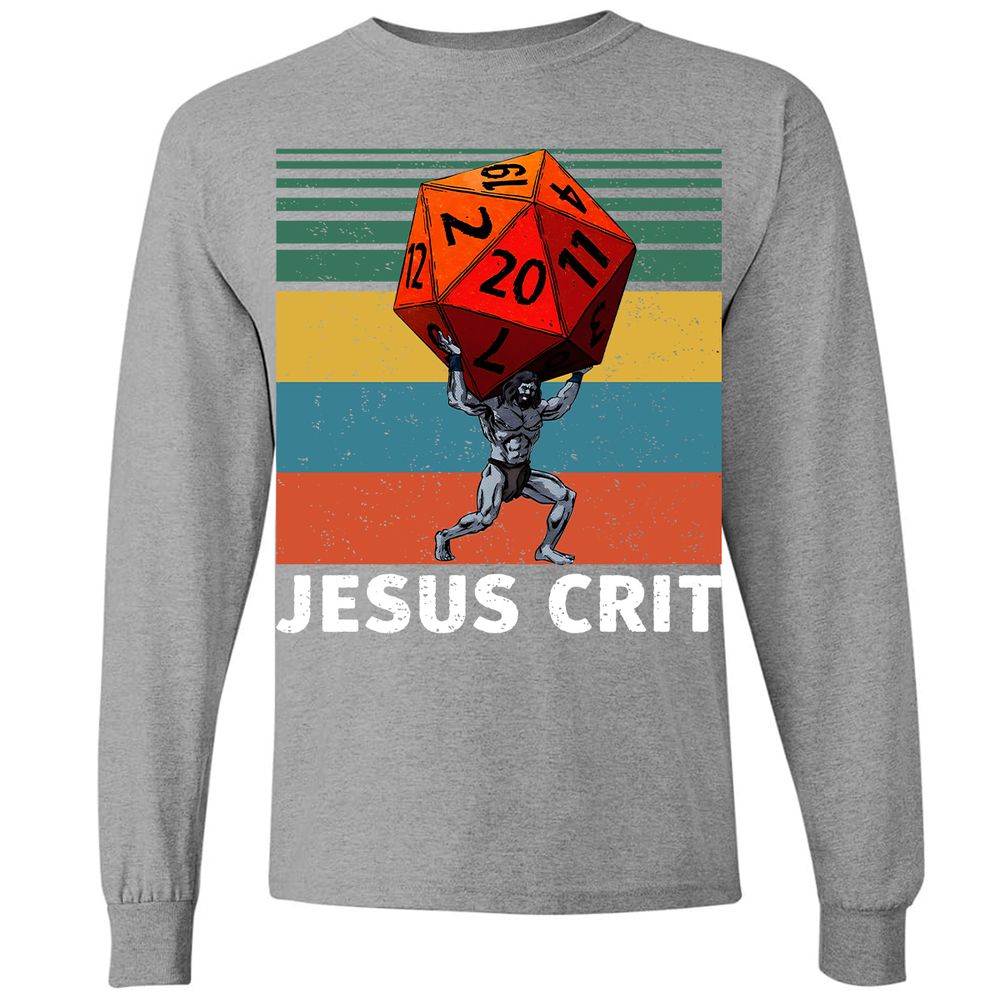 Jesus Crit Long Sleeve T-Shirt - Graphite Heather - 6