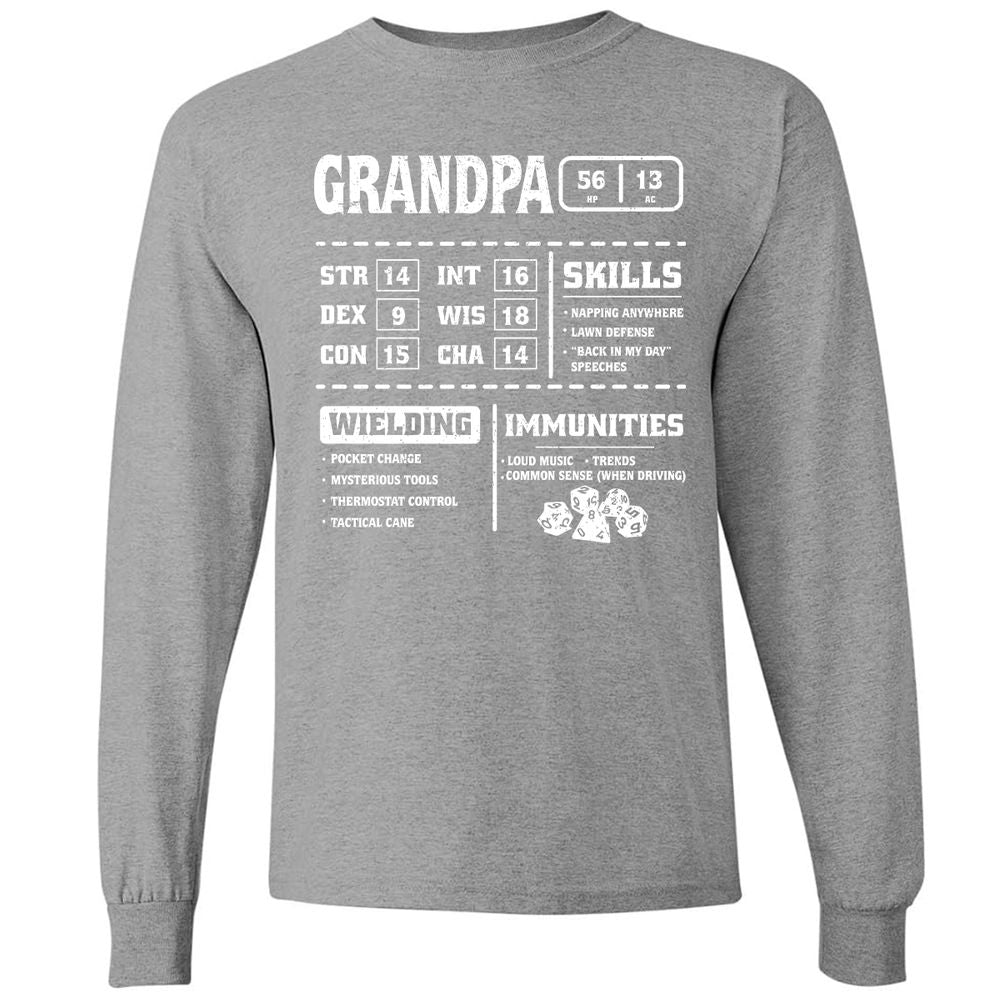 Grandpa Stats 2 Long Sleeve T-Shirt - Graphite Heather - 6