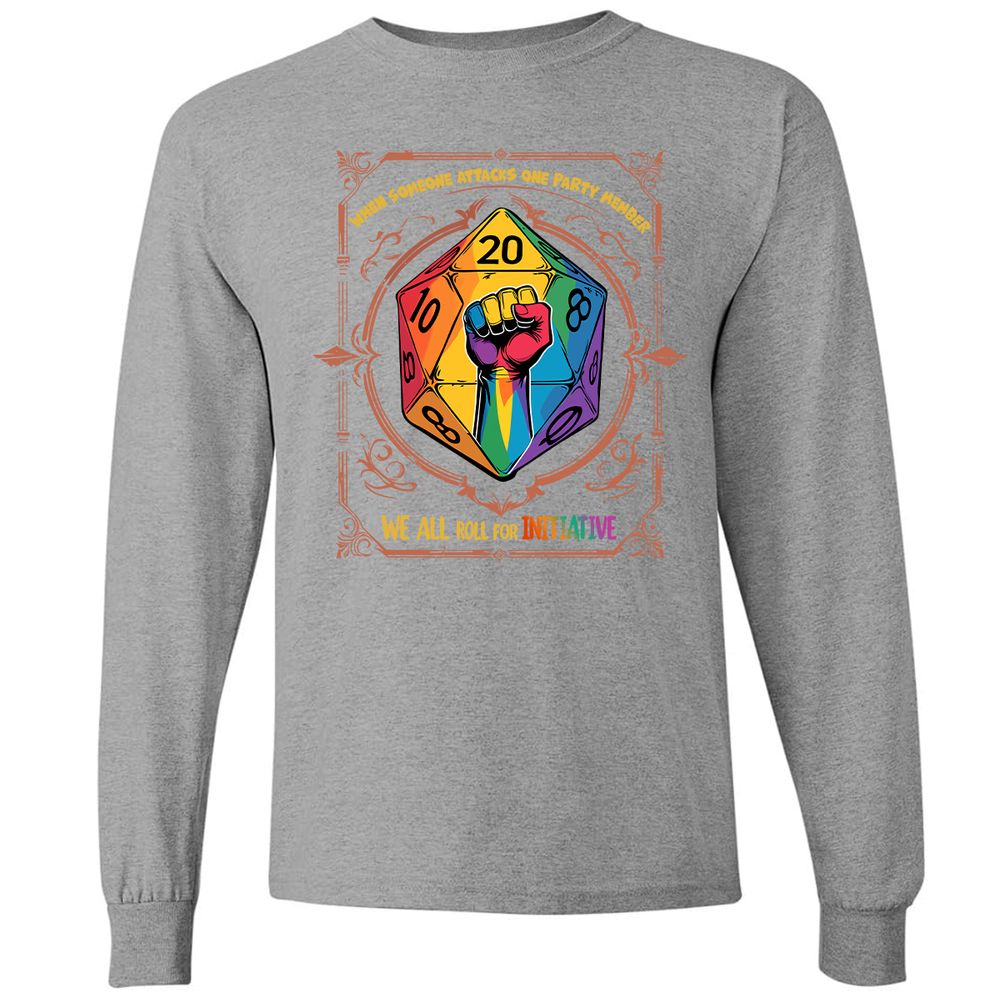 Roll For Initiative Long Sleeve T-Shirt - Graphite Heather - 6