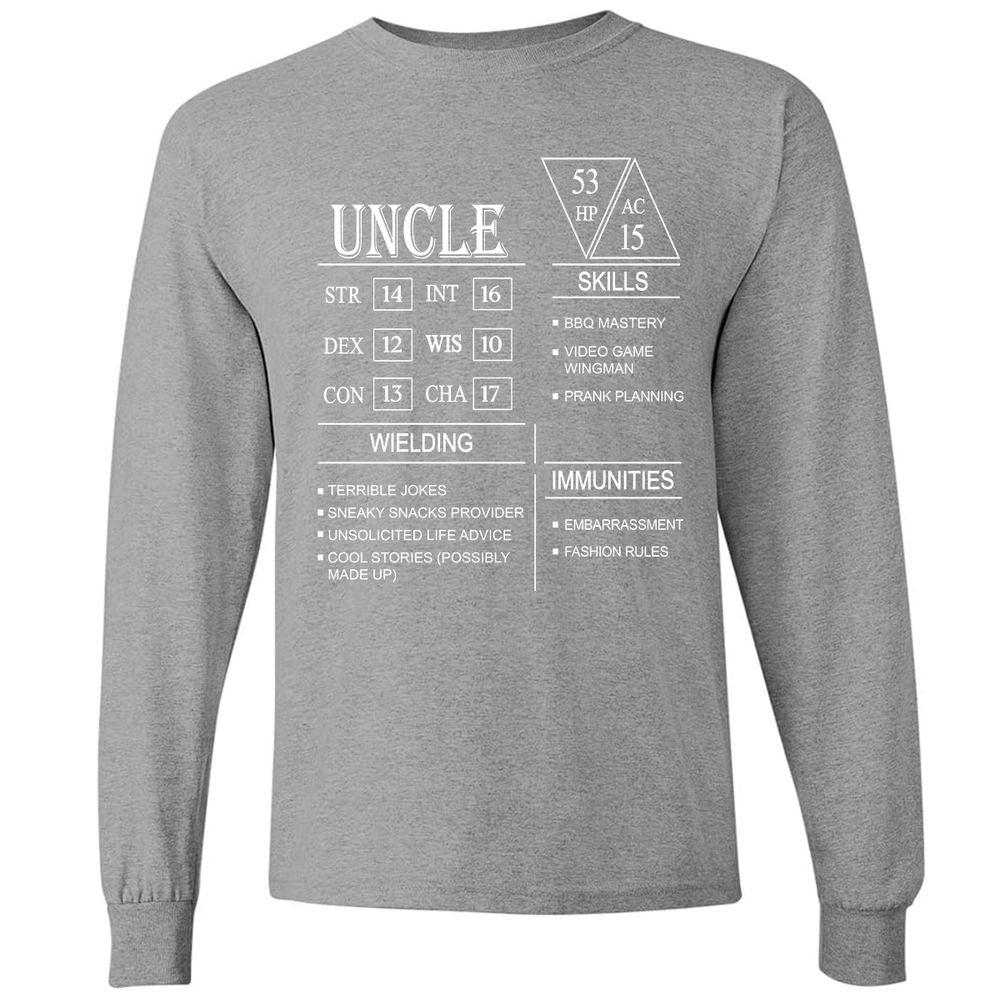 Uncle Stats Long Sleeve T-Shirt - Graphite Heather - 6