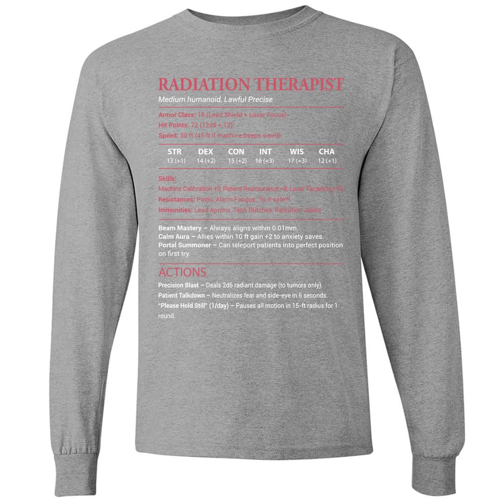 Radiation Therapist Long Sleeve T-Shirt - Graphite Heather - 6