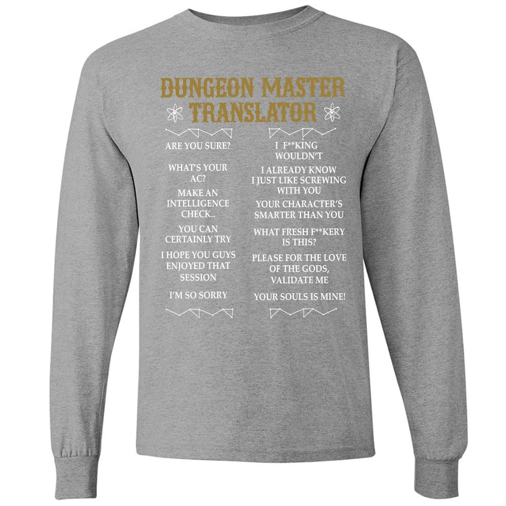 Dungeon Master Translator Long Sleeve T-Shirt - Graphite Heather - 6