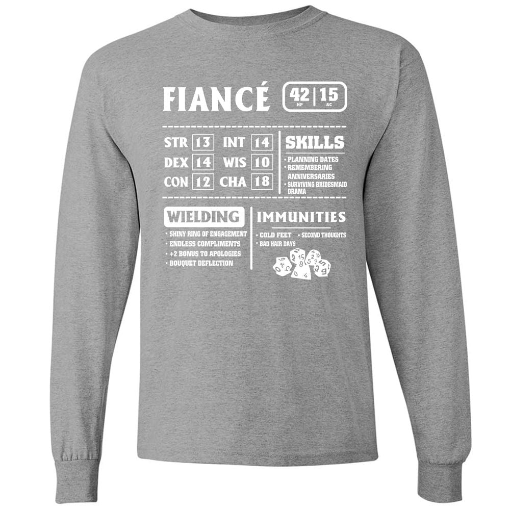 Fiance Stats Long Sleeve T-Shirt - Graphite Heather - 6