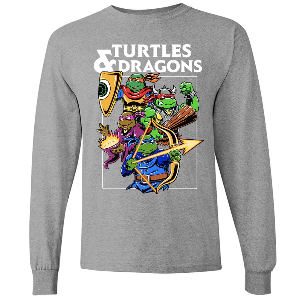 Turtles & Dragons Long Sleeve T-Shirt - Graphite Heather - 6