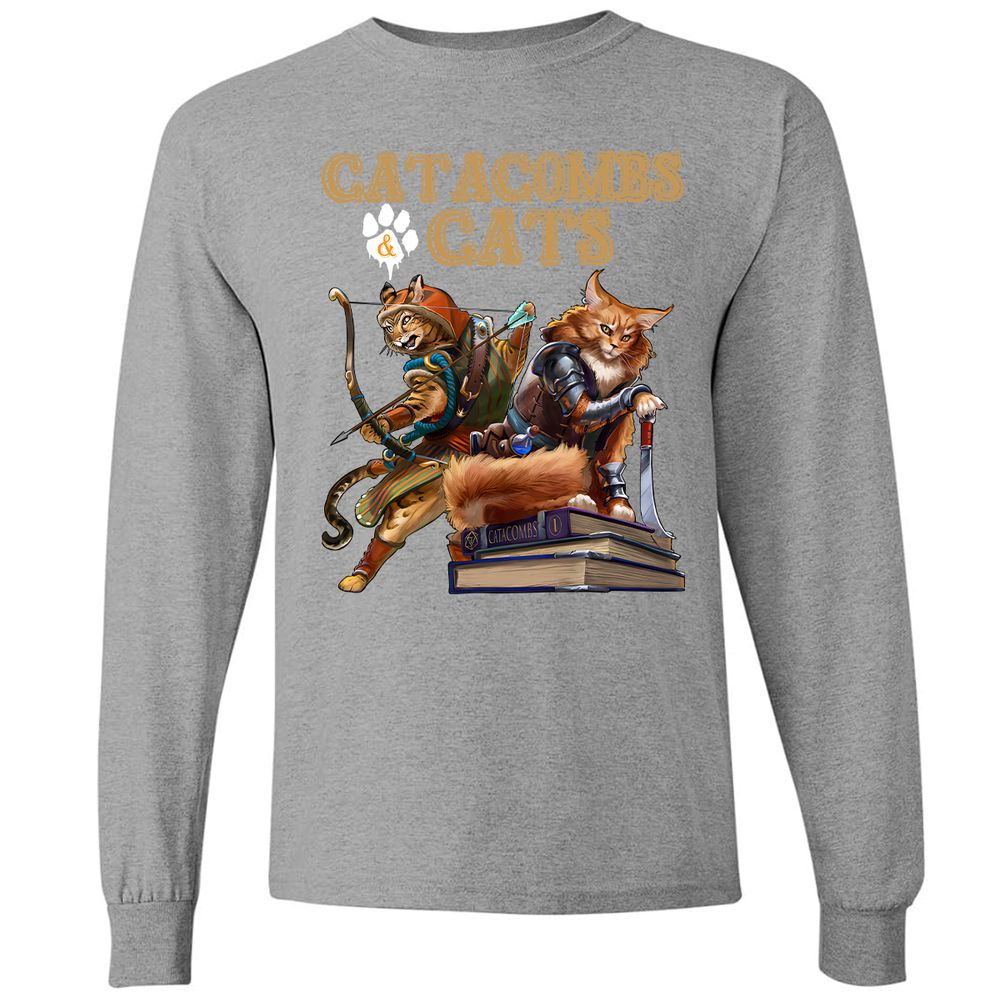 Catacombs & Cats Long Sleeve T-Shirt - Graphite Heather - 6