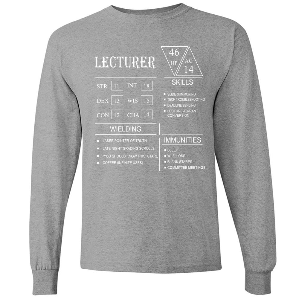 Lecturer New Long Sleeve T-Shirt - Graphite Heather - 6