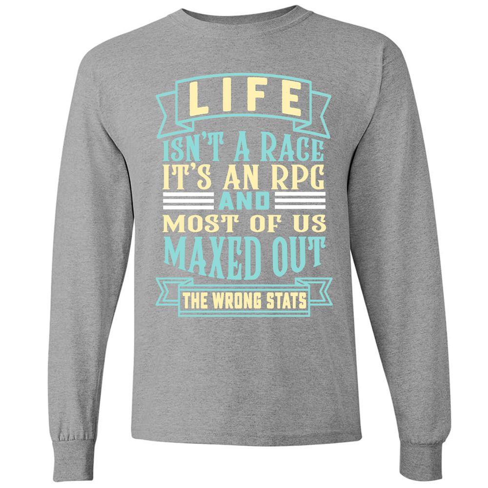 Life Is A RPG Long Sleeve T-Shirt - Graphite Heather - 6