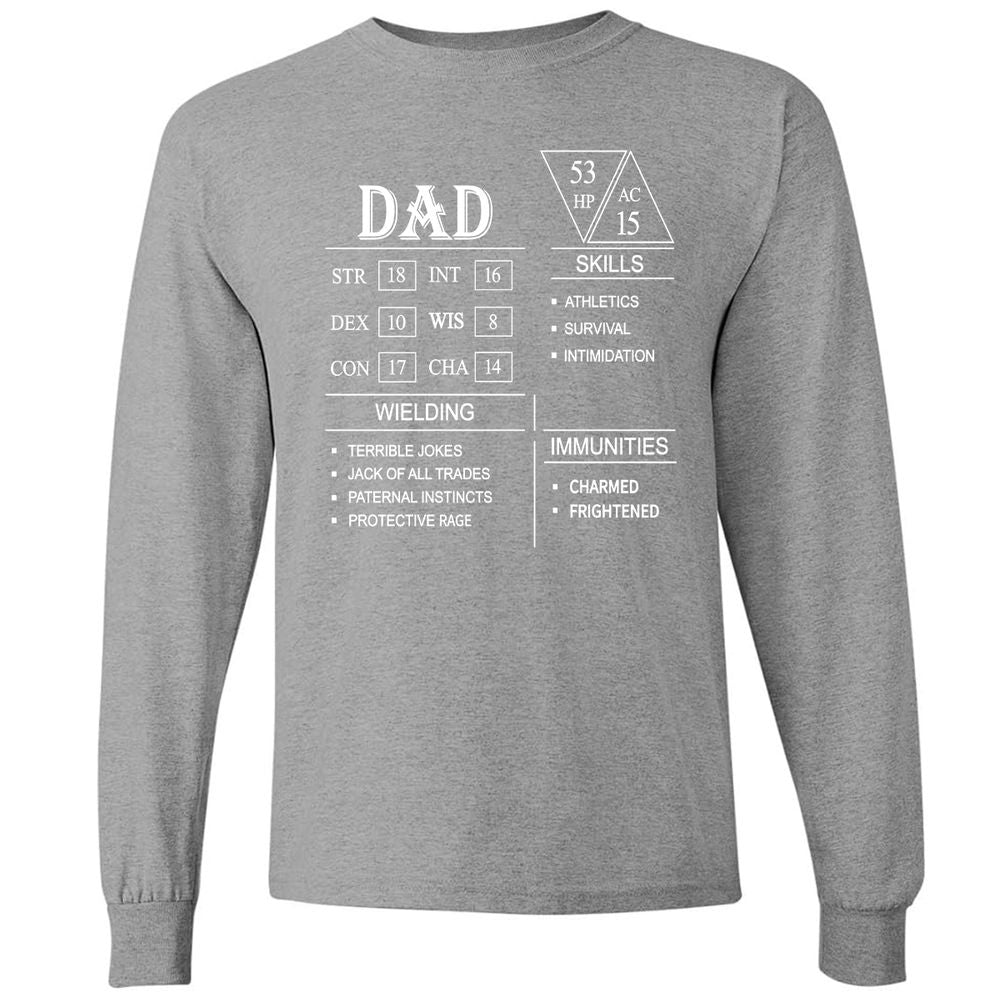 Dad Stat Block Long Sleeve T-Shirt - Graphite Heather - 6