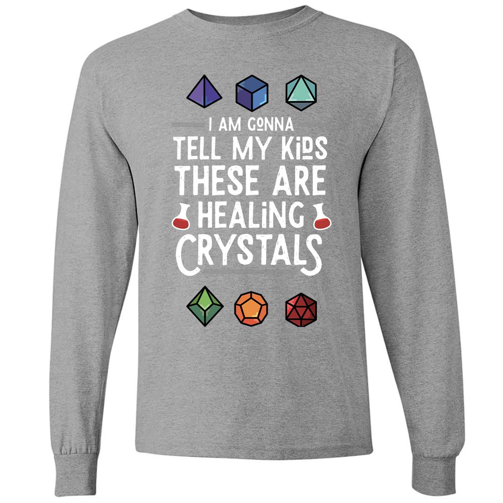 Healing Crystals Long Sleeve T-Shirt - Graphite Heather - 6