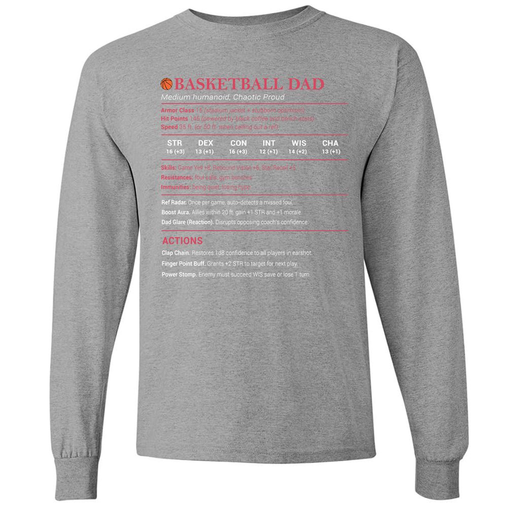 Basketball Dad Long Sleeve T-Shirt - Graphite Heather - 6
