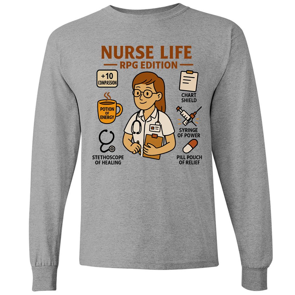 Nurse Life RPG Edition Long Sleeve T-Shirt - Graphite Heather - 6