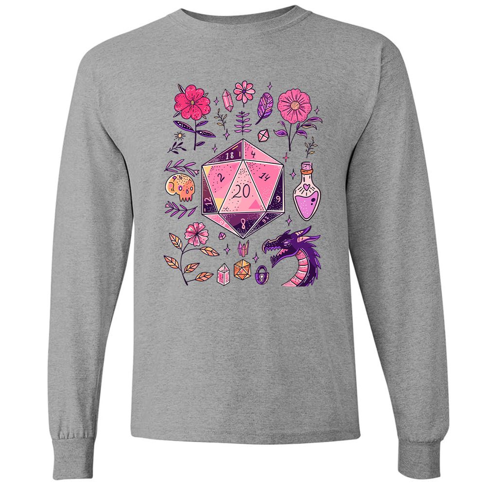 Mystic D20 Floral Dice Art - Graphite Heather - 6
