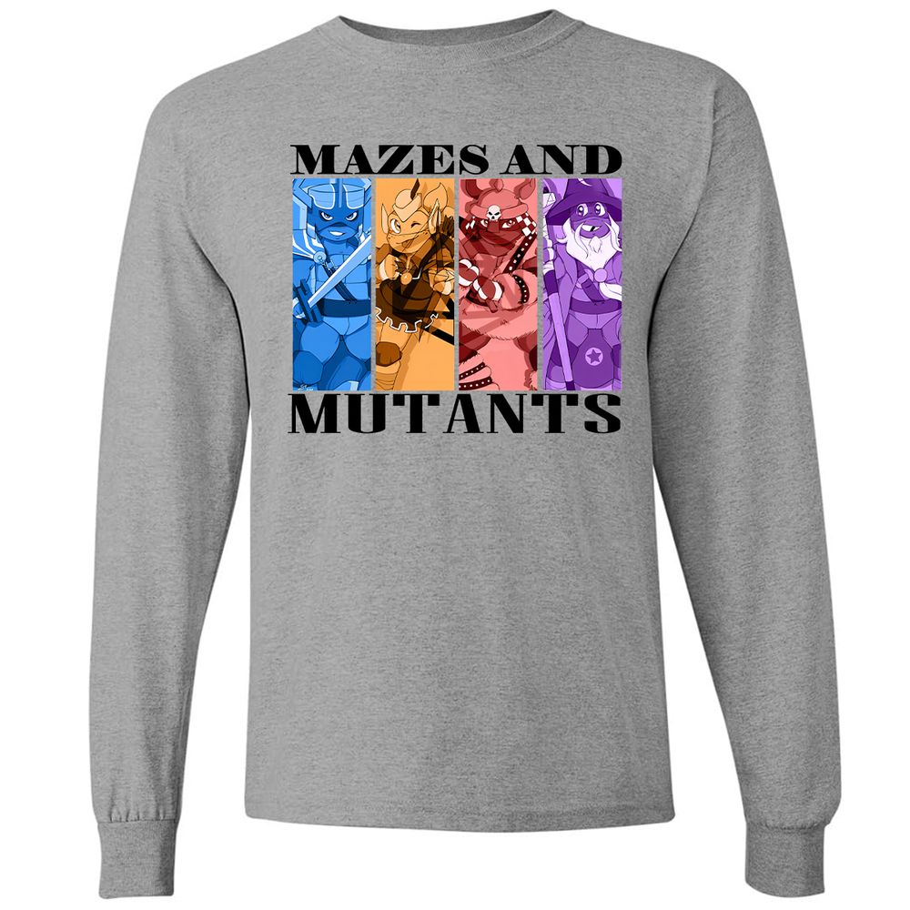 Mazes & Mutants Long Sleeve T-Shirt - Graphite Heather - 6