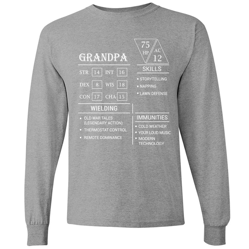 Grandpa Stats Long Sleeve T-Shirt - Graphite Heather - 6