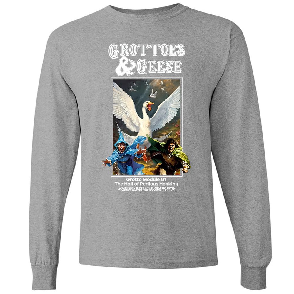 Grottoes & Geese Long Sleeve T-Shirt - Graphite Heather - 6