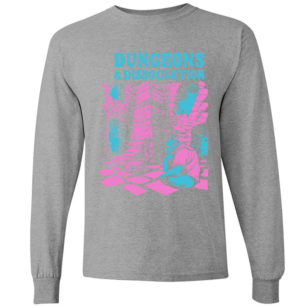 Dungeons And Dissociation Long Sleeve T-Shirt - Graphite Heather - 6