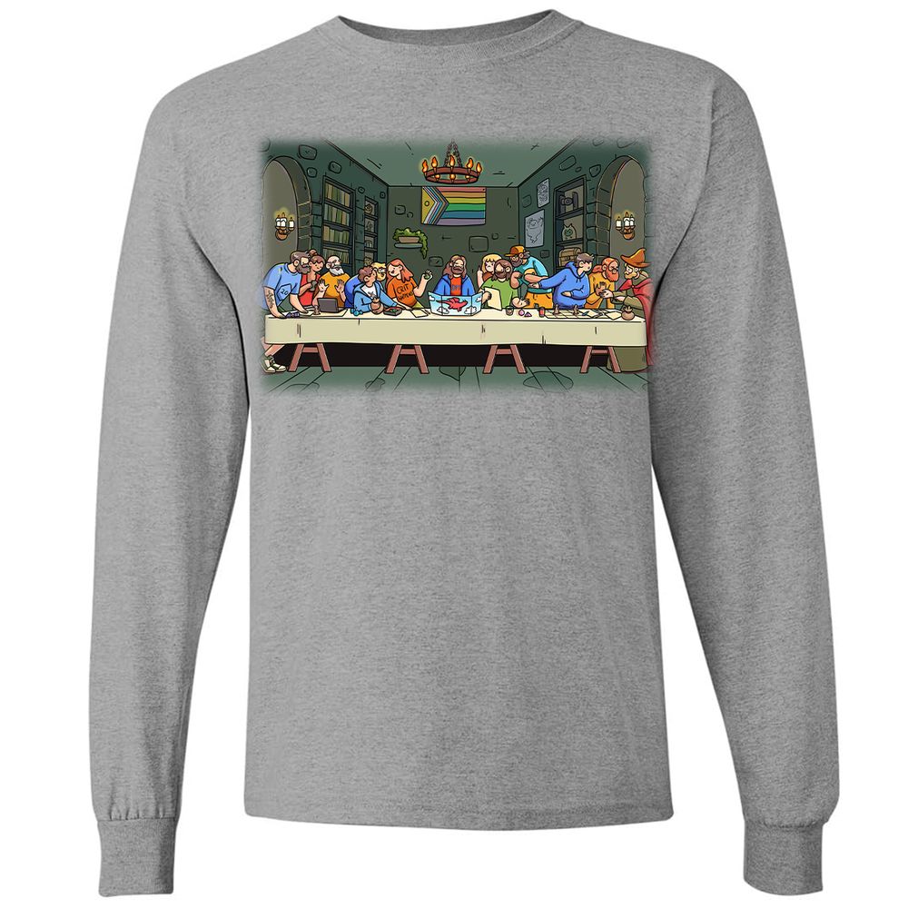 DnD Characters Pride Themed The Last Supper Shirt Long Sleeve T-Shirt - Graphite Heather - 6