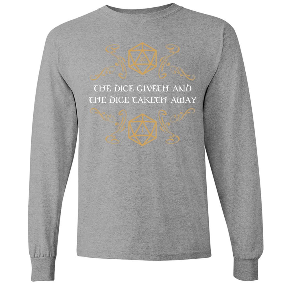 The Dice Giveth and Taketh Away Natural 20 and Critical Fail Long Sleeve T-Shirt - Graphite Heather - 6