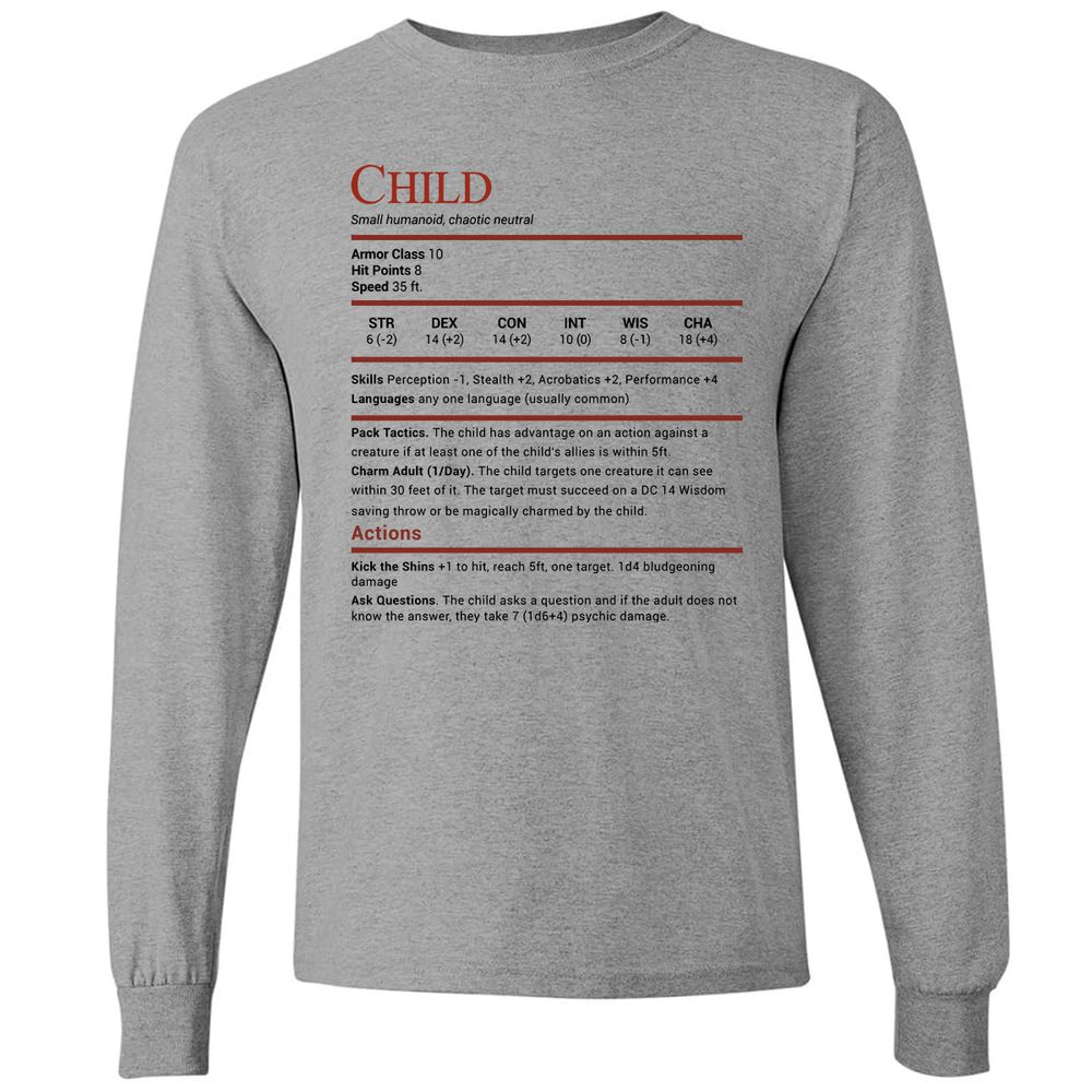 Child Stats Long Sleeve T-Shirt - Graphite Heather - 6