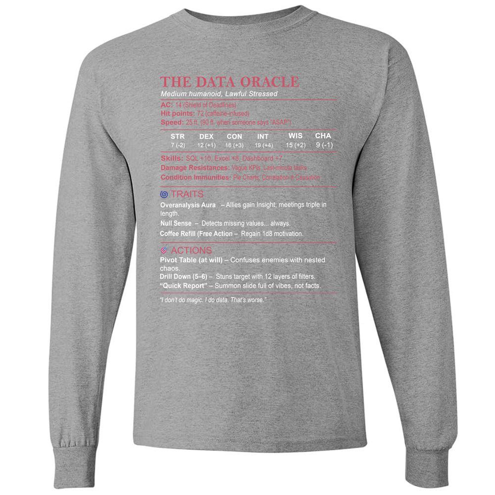 Data Analyst Stats (The Data Oracle) Long Sleeve T-Shirt - Graphite Heather - 6