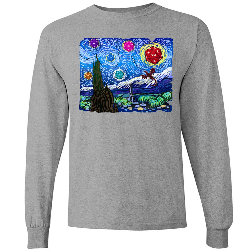 Dragon Starry Night Long Sleeve T-Shirt - Graphite Heather - 6