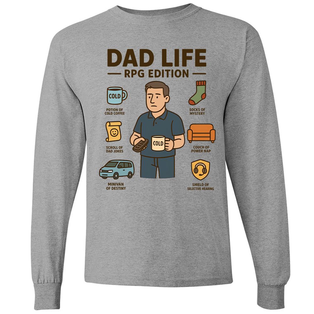 Dad Life RPG Edition Long Sleeve T-Shirt - Graphite Heather - 6