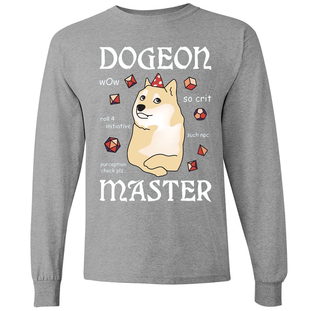Dogeon Master Long Sleeve T-Shirt - Graphite Heather - 6