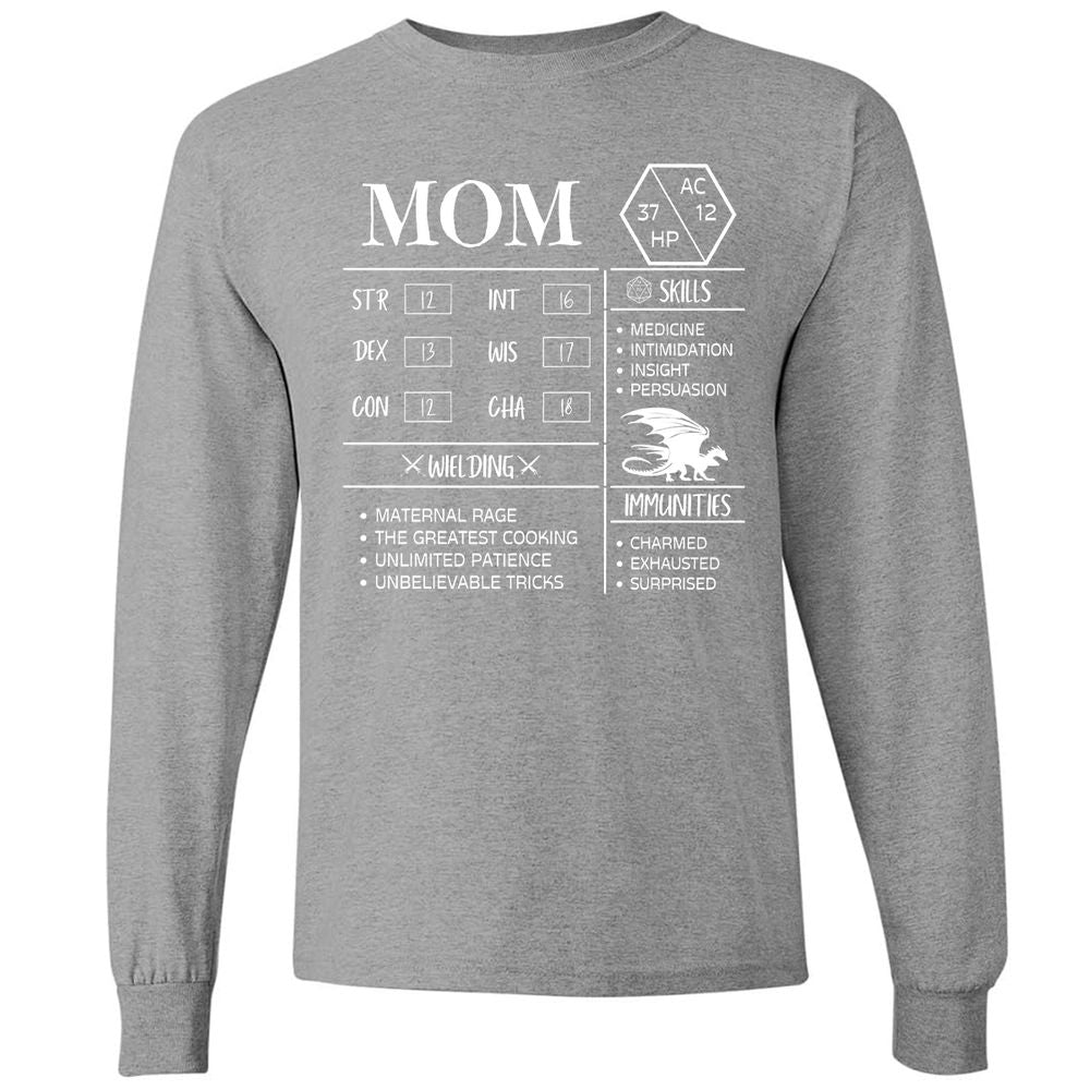 Mom Stats 2 Long Sleeve T-Shirt - Graphite Heather - 6