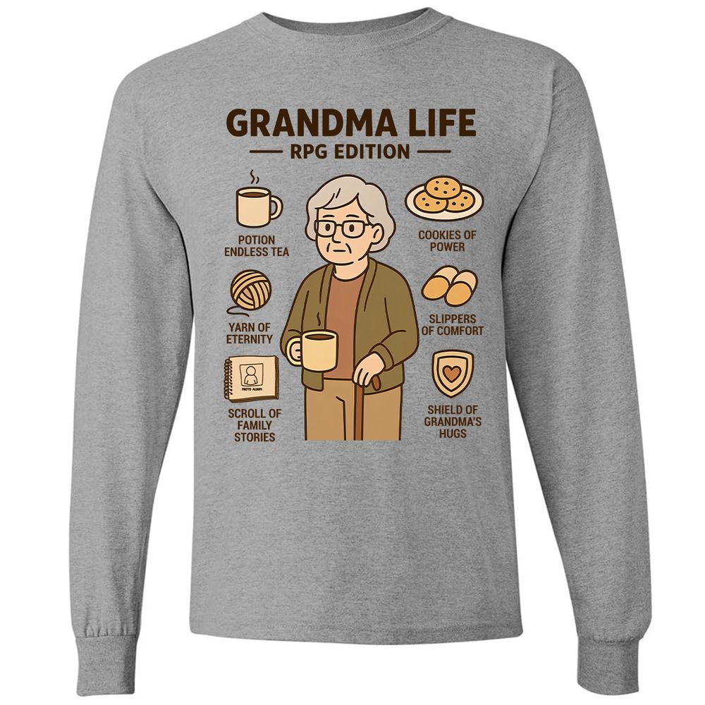 Grandma Life RPG Edition Long Sleeve T-Shirt - Graphite Heather - 6